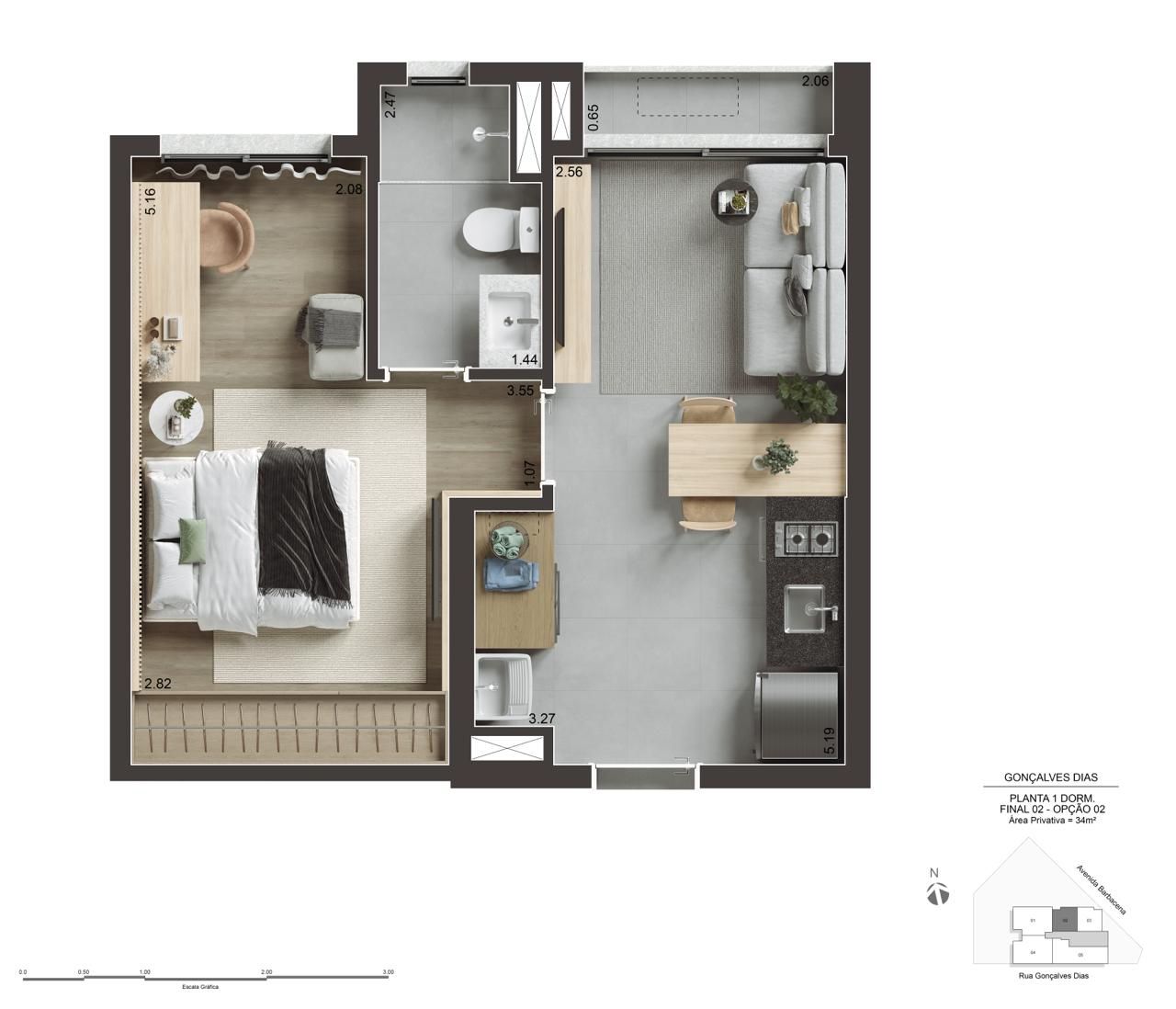 Apartamento à venda com 1 quarto, 34m² - Foto 12