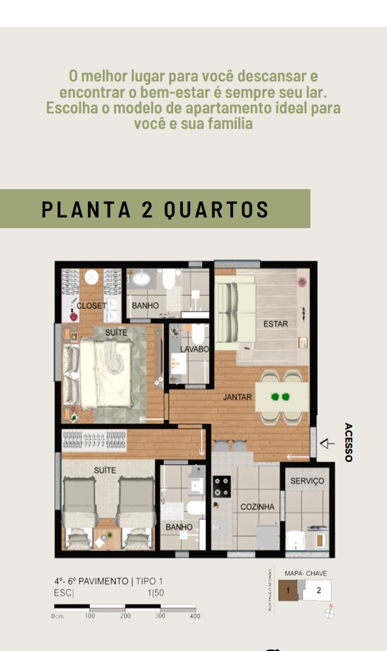 Apartamento à venda com 2 quartos, 57m² - Foto 3