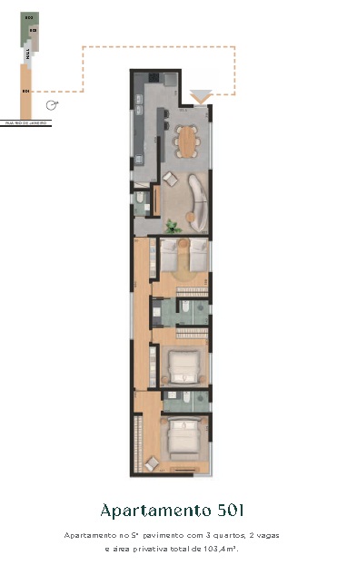 Apartamento à venda com 3 quartos, 103m² - Foto 3